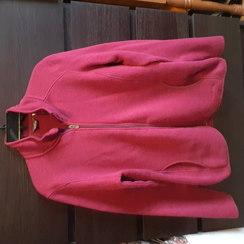 Eddie Bauer Burgundy Fleece full zipper sweater